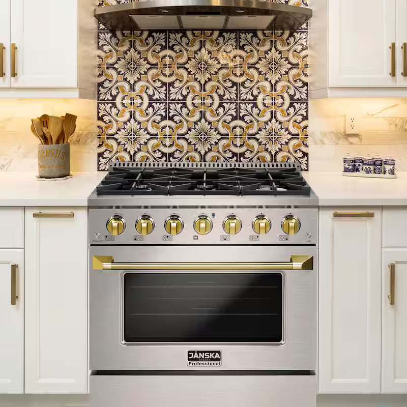 6-Burners Gas Range with Convection Oven and Griddle in Stainless Steel S3484