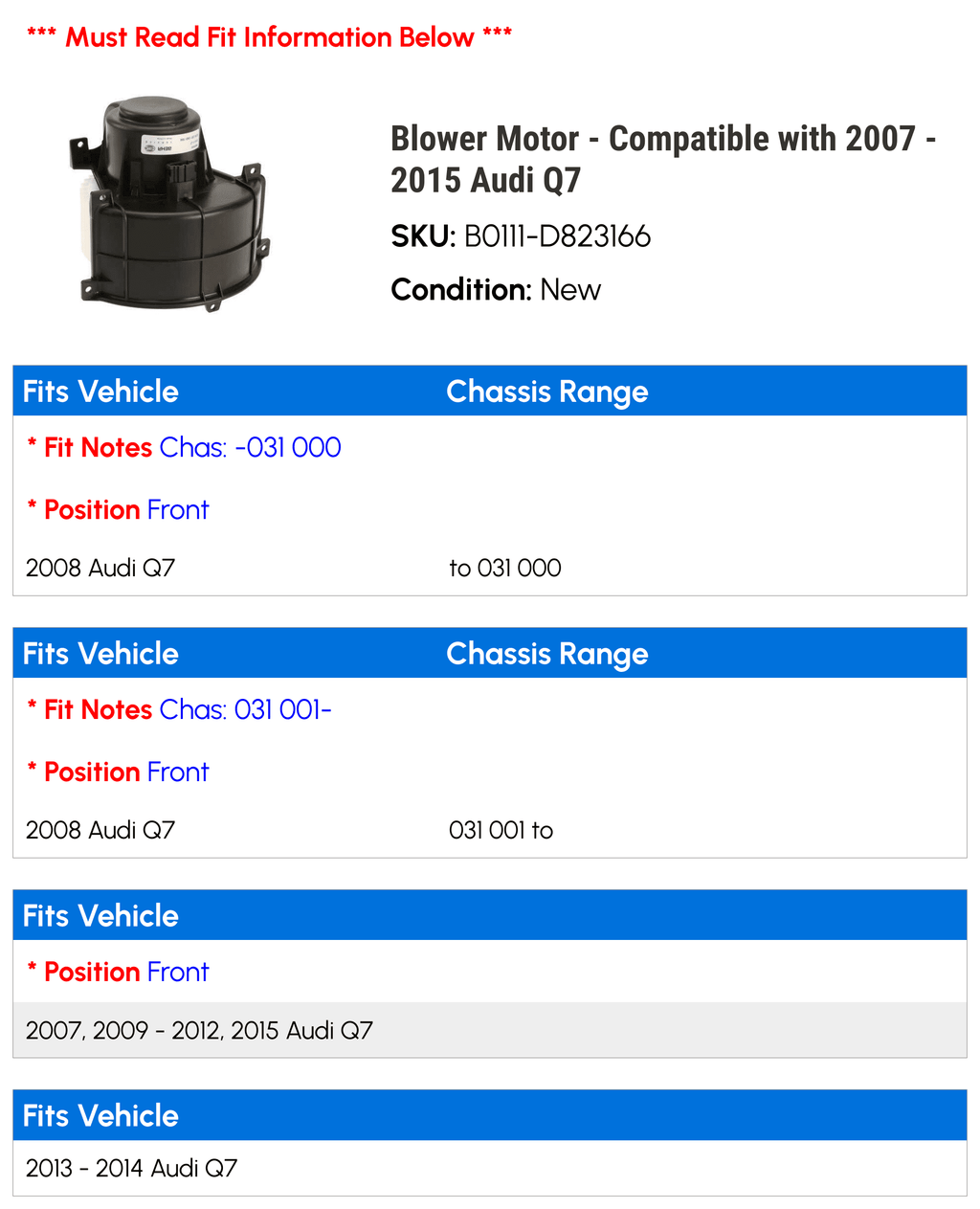 Blower Motor P806426