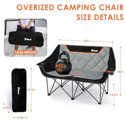 Oversized 2 Person Folding Camping Chair with Padded Seats O328110