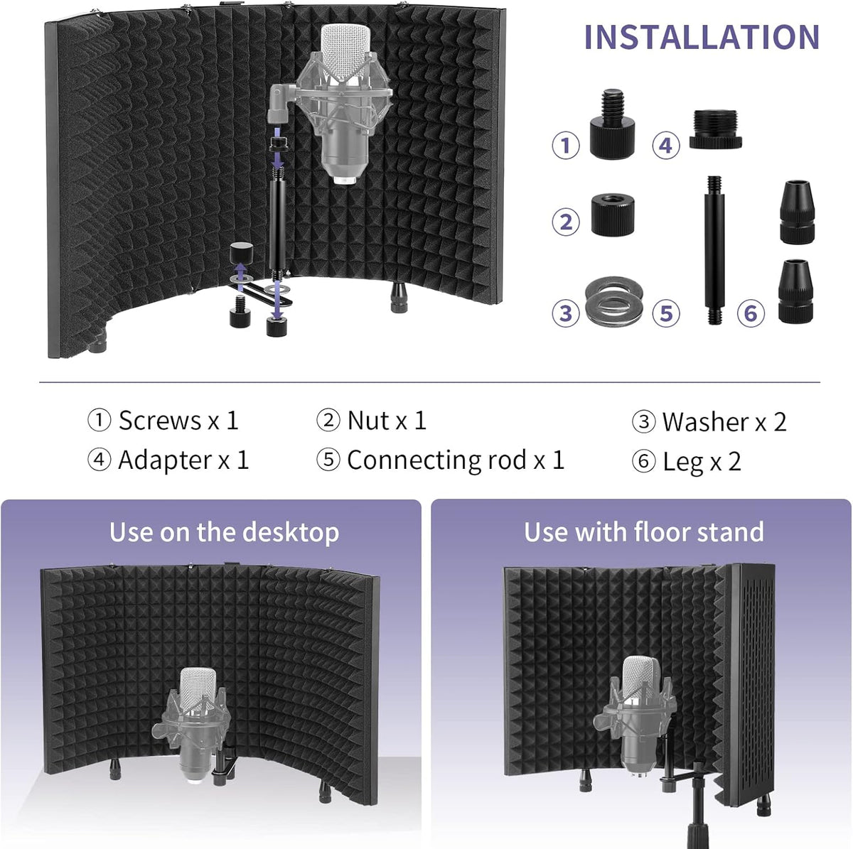 Microphone Isolation Shield with Stand, Pack of 2 Y31286