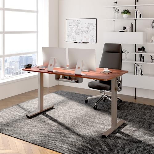 Black Electric Standing Desk with Clamp Power Strip P2062