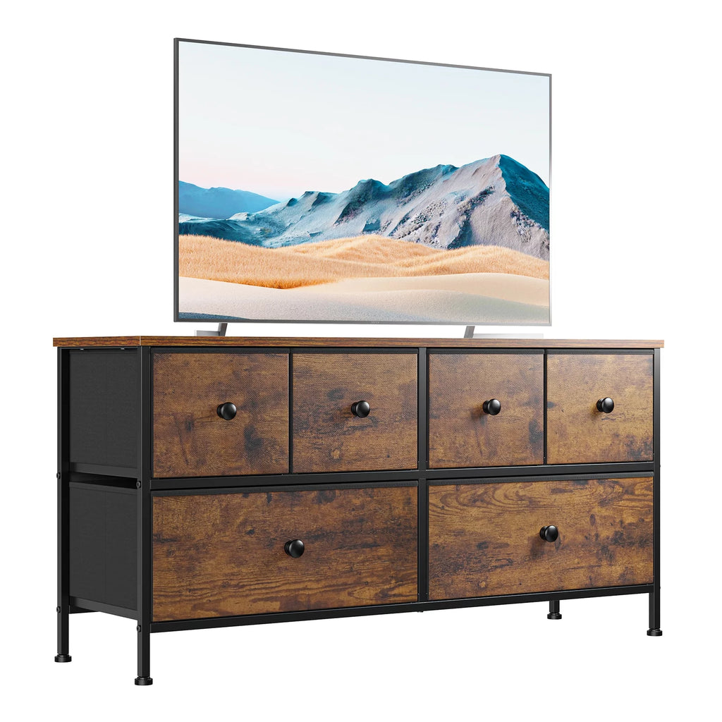 Black 8 Drawer Fabric Dresser TV Stand T11677