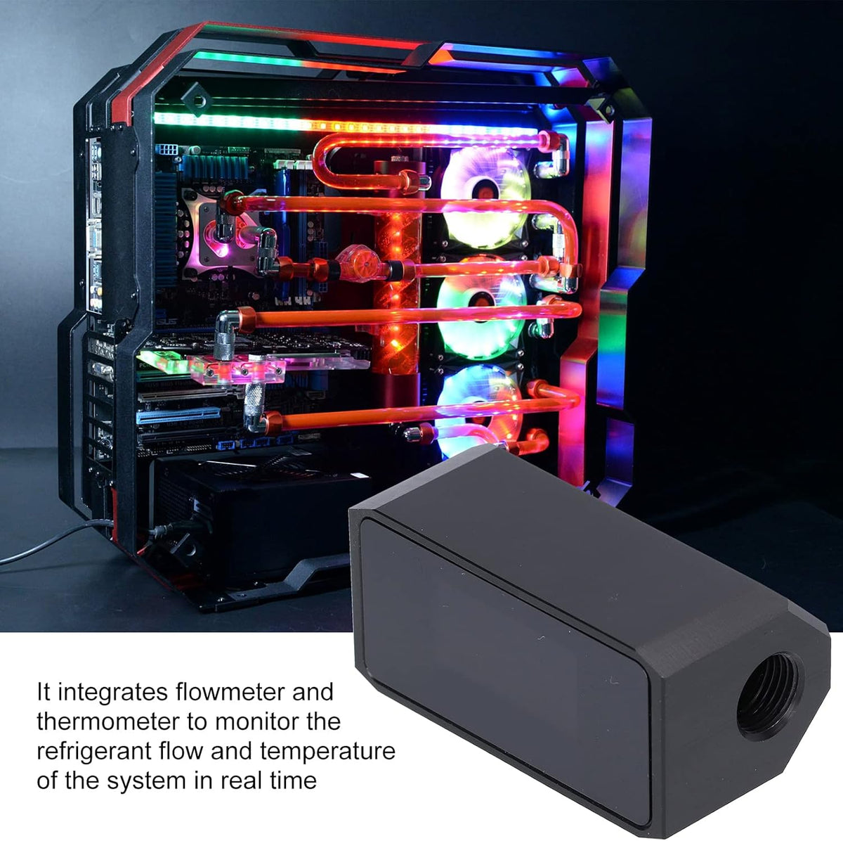 Inline PC Water Cooling Flow Meter OLED Display M33283