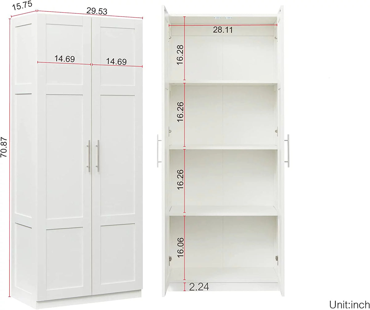 71" H Wood Storage Cabinet with 3 Adjustable Shelves D904