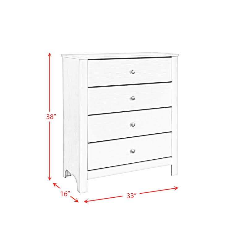 White 4-Drawer Chest D1127