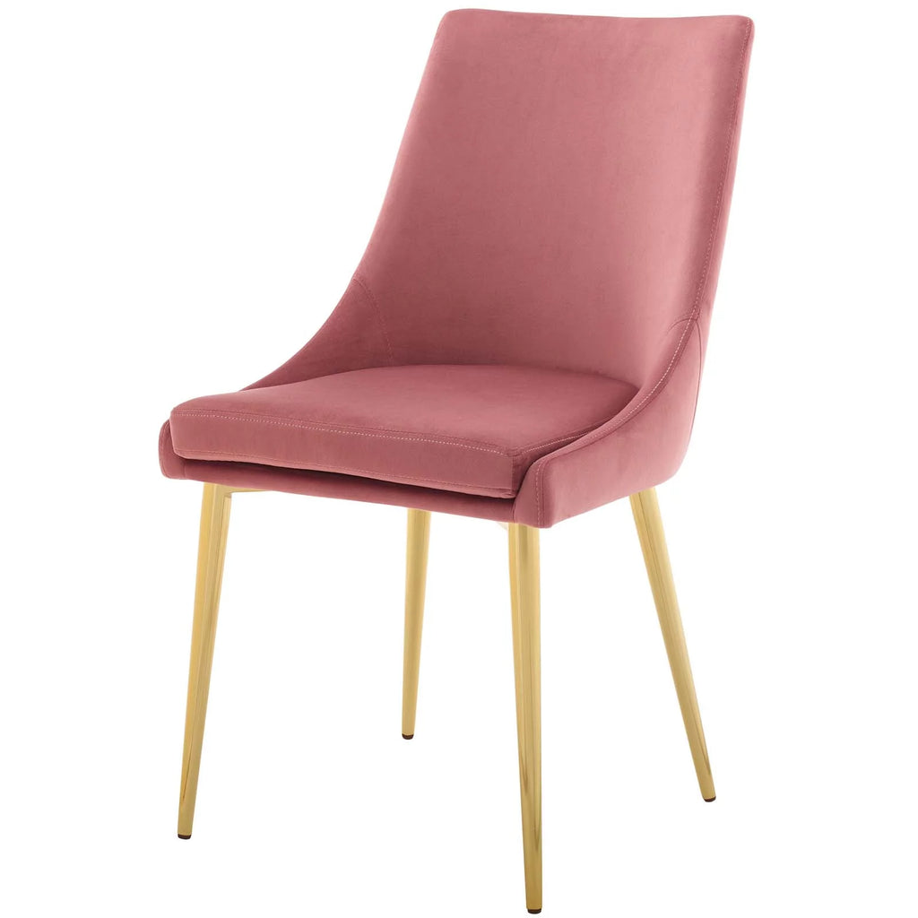 Pink Velvet Fabric Metal Steel Dining Chair H671367