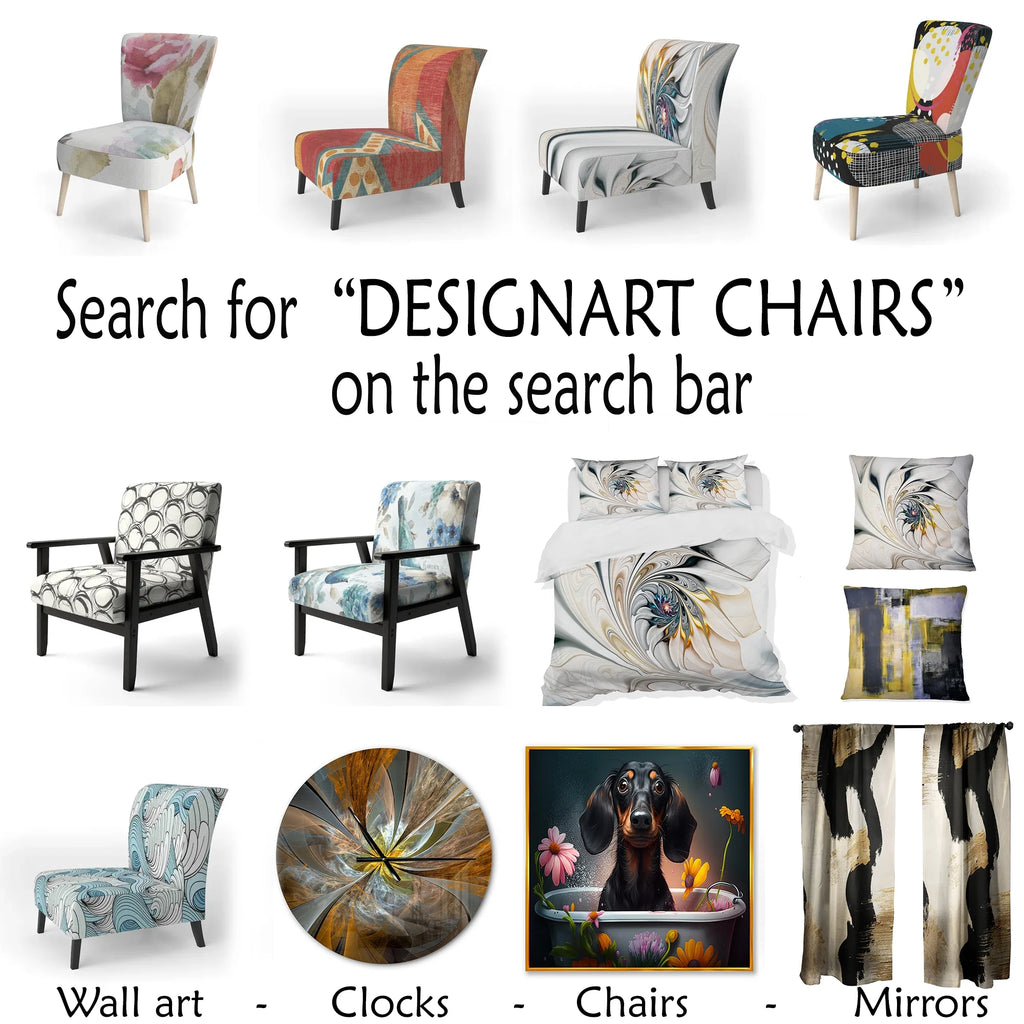 Gold Tiger Stripes on White Upholstered Accent Chair F269342