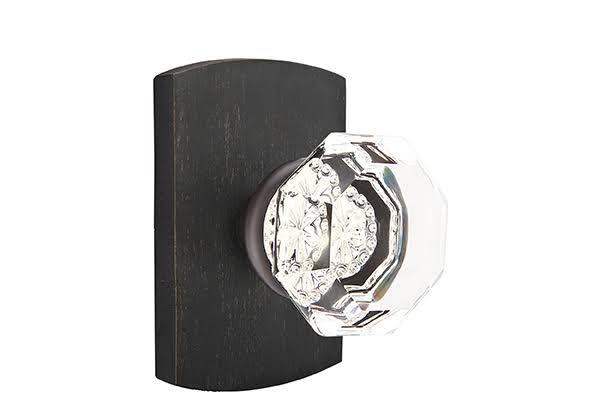 Clear Crystal Knob Passage Set with Tumbled White Bronze Rosette S43798