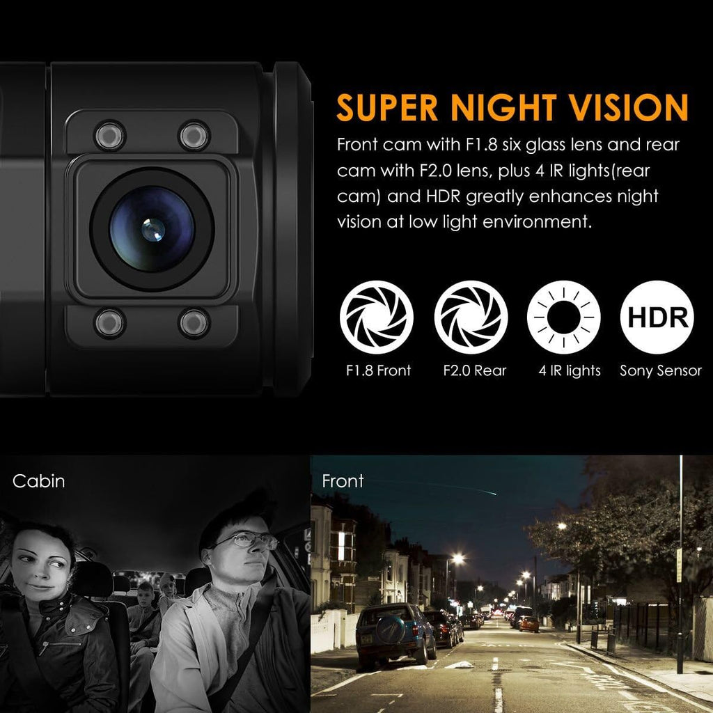 Dual 1080P Dash Cam with Infrared Night Vision E807