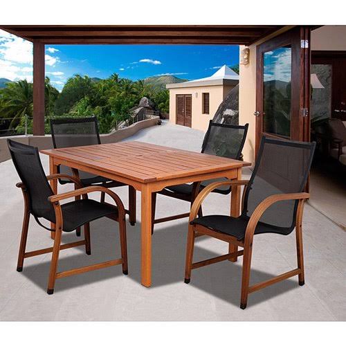5-Piece Eucalyptus Wood Rectangular Dining Set R970876