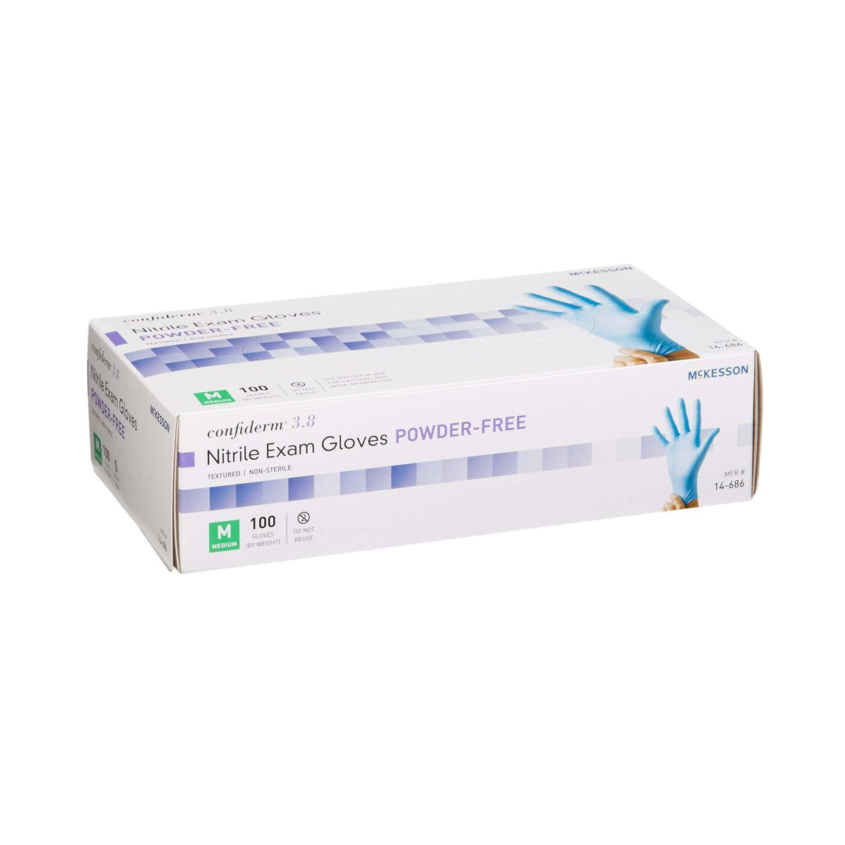 3.8 Exam Glove Medium Nitrile Blue, Case of 1000 J3586