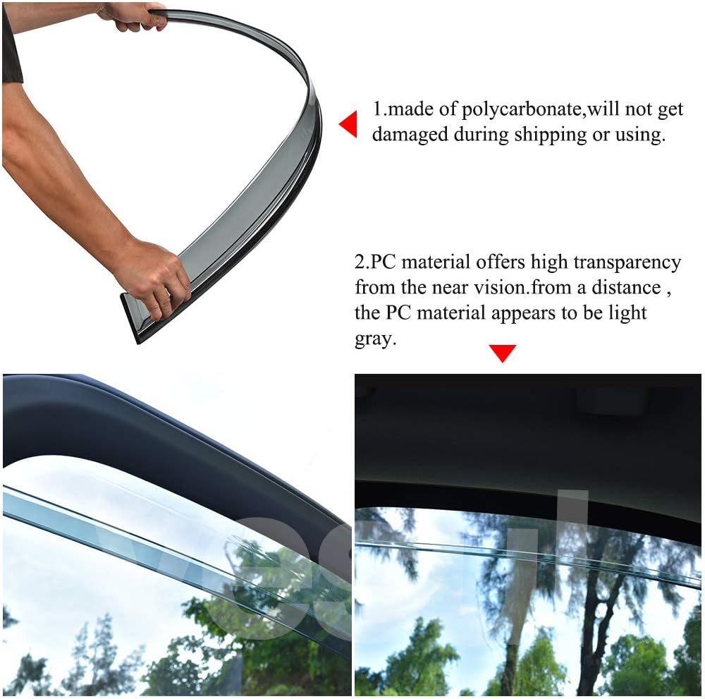 Smoke Gray Polycarbonate Window Wind Deflector with 304 Stainless Steel Trim I66383