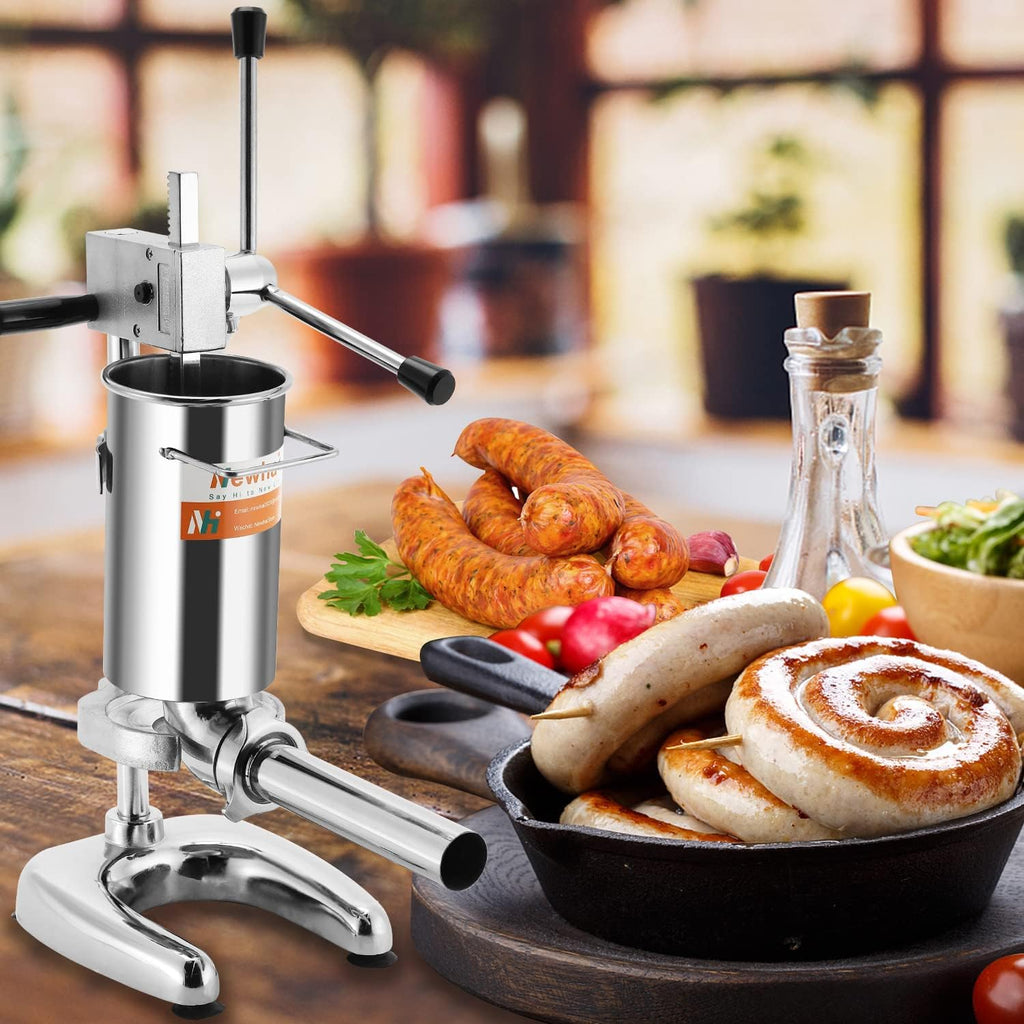 2L Manual Sausage Stuffer 4 Sausage Tubes Stainless Steel Meat Filler E439818