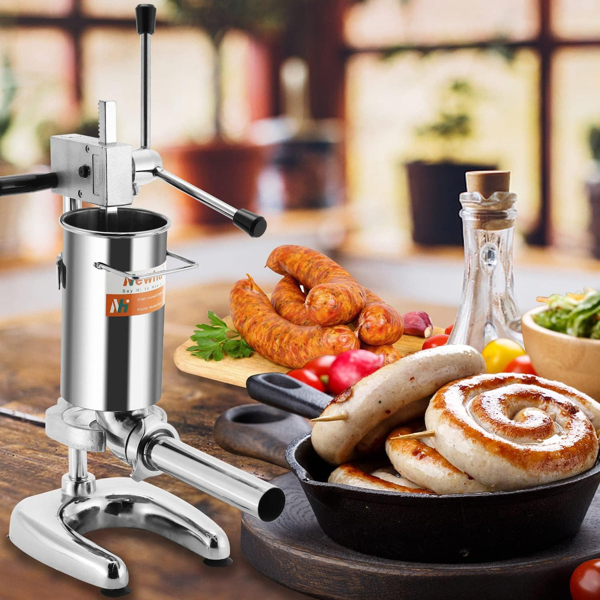 2L Manual Sausage Stuffer 4 Sausage Tubes Stainless Steel Meat Filler E439818