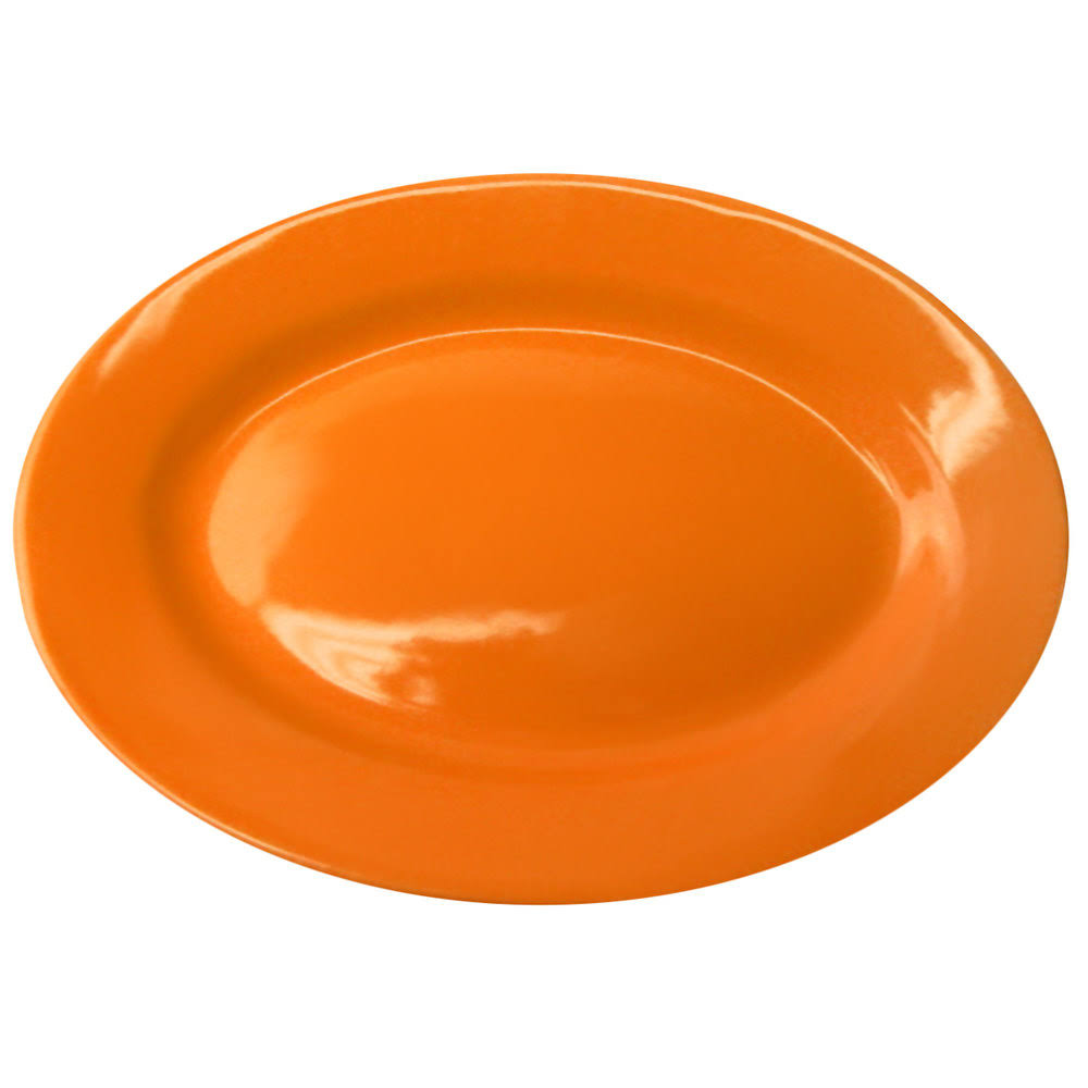 Orange Stoneware Wide Rim Platter - 12/Case E732