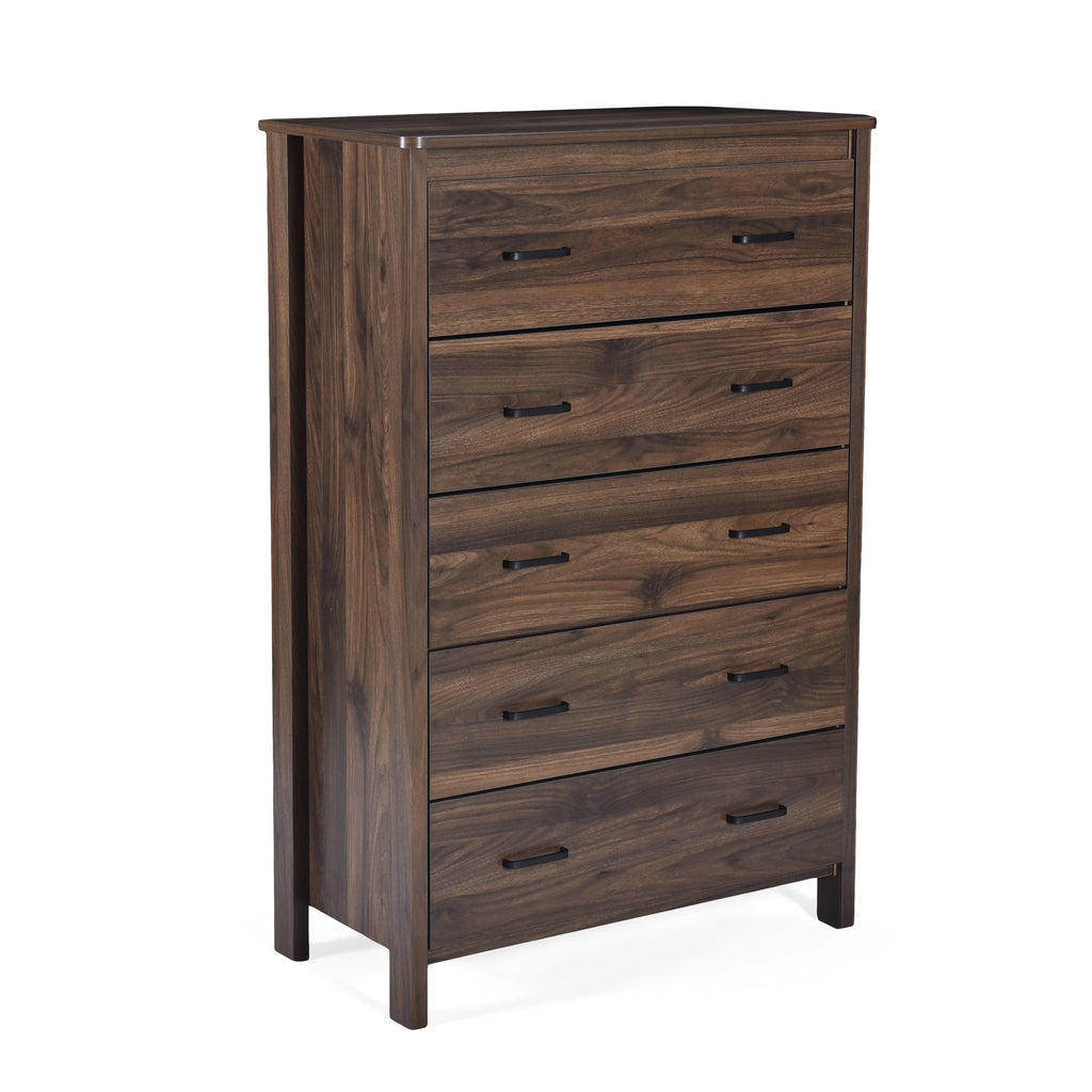 Medium Brown 5 Drawer Faux Wood Dresser C18736