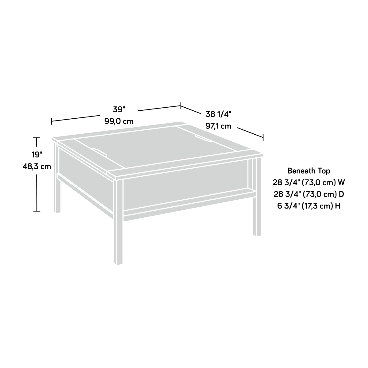 Soft White Coffee Table with Reversible Top D2671
