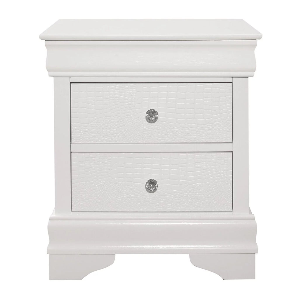White Full Size Bed with LED Lighting Headboard and Nightstands 3pc Set B591407