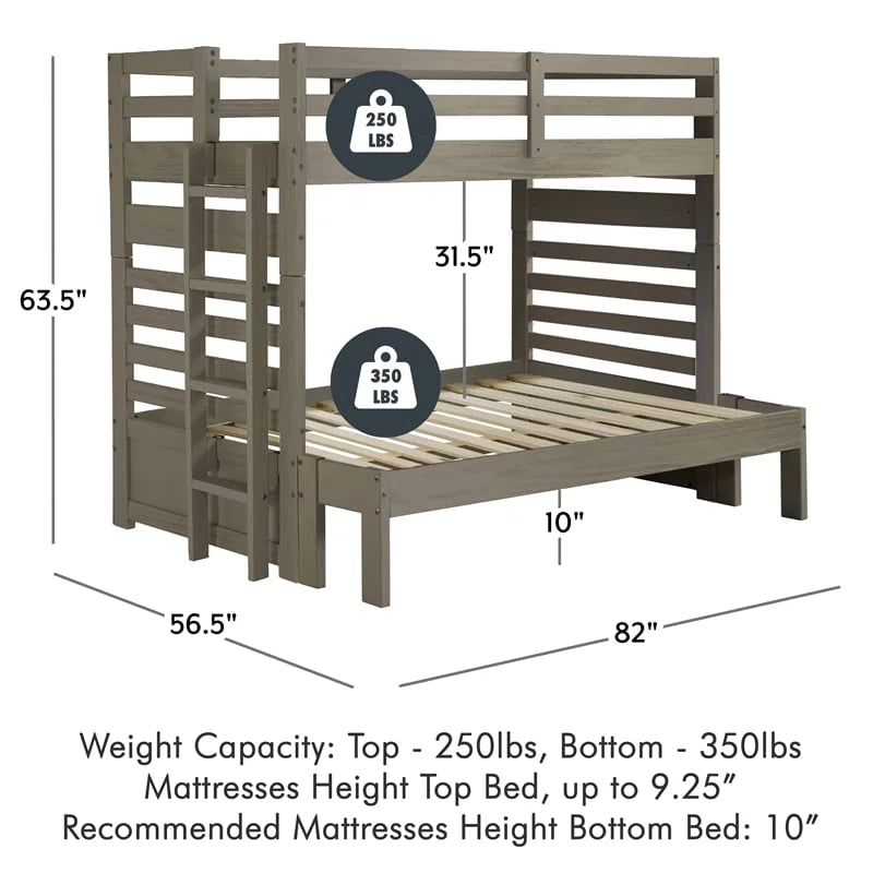 Solid Wood Twin-over-Full Bunk Bed with Ladder H106236