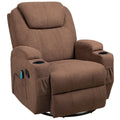 Brown Fabric Swivel Rocker Recliner with Massage and Heat X800