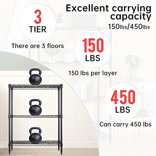 Black 4 Tier Steel Wire Shelving Unit H2758