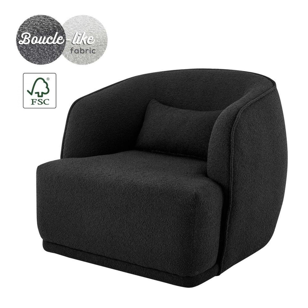 Black Fabric Swivel Accent Chair J195