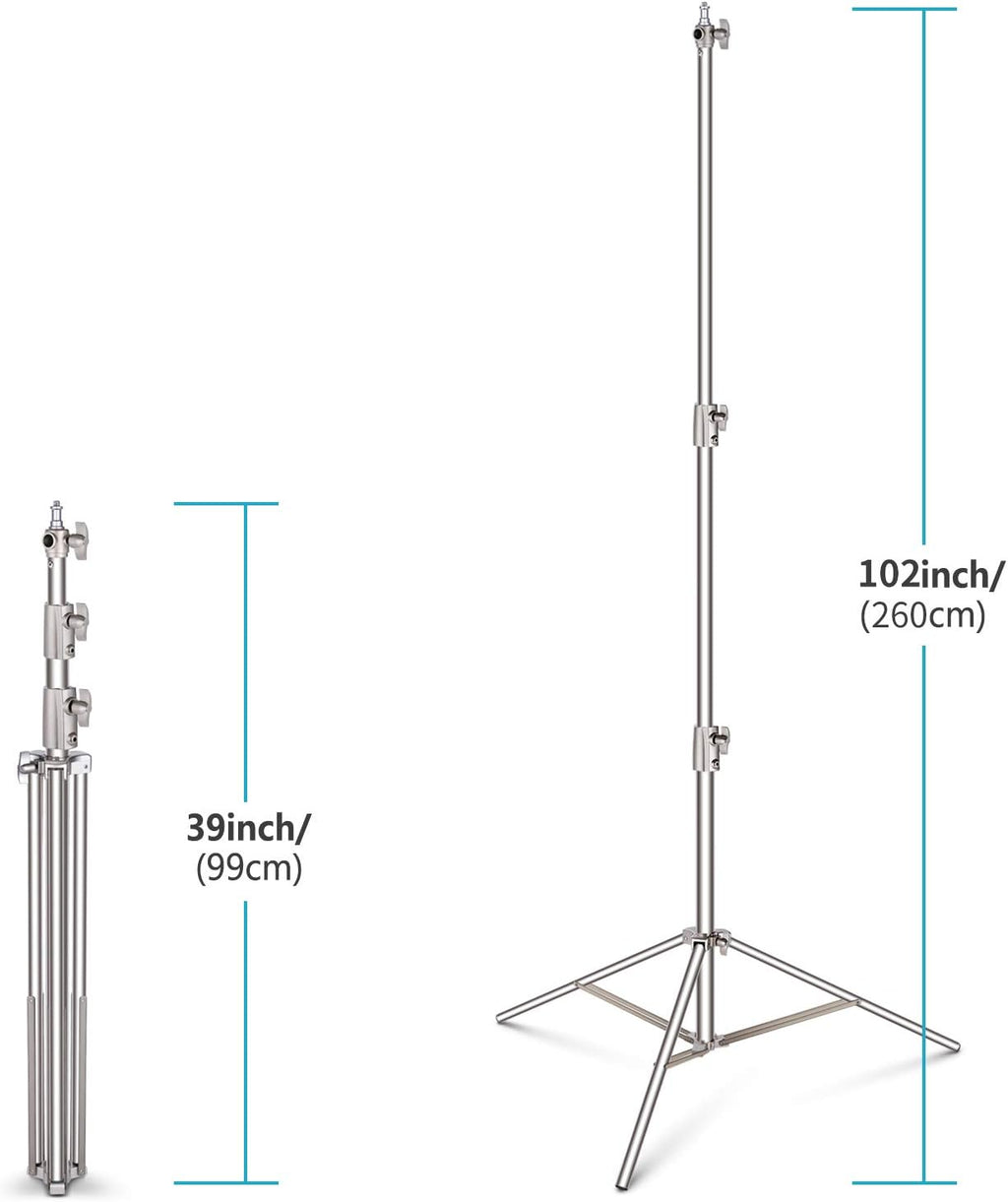 Stainless Steel Light Stand 102 inches Heavy Duty with Universal Adapter X317