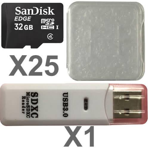 32GB microSDHC Class 4 Memory Card (25 Pack) with Plastic Cases and 1 Reader N70937