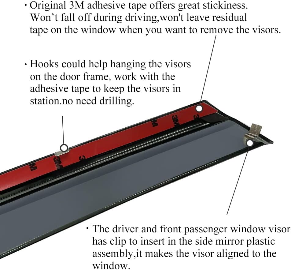 Smoke Gray Polycarbonate Window Wind Deflector with 304 Stainless Steel Trim I66383