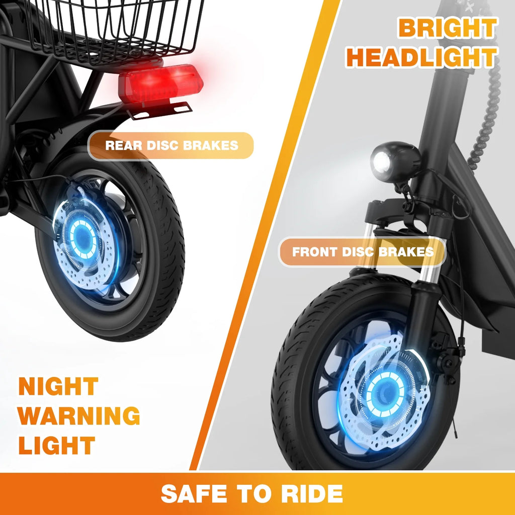 Electric Scooter with Seat, 400W Motor, 12 Pneumatic Tire Foldable C143093