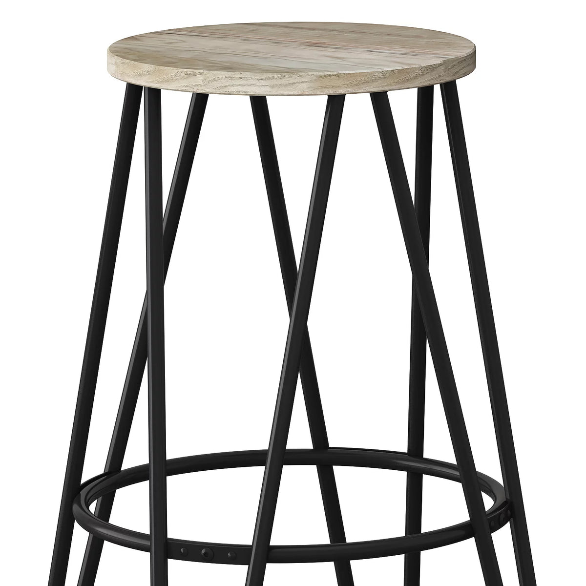 26" Wood Seat Stool Set of 2 I707