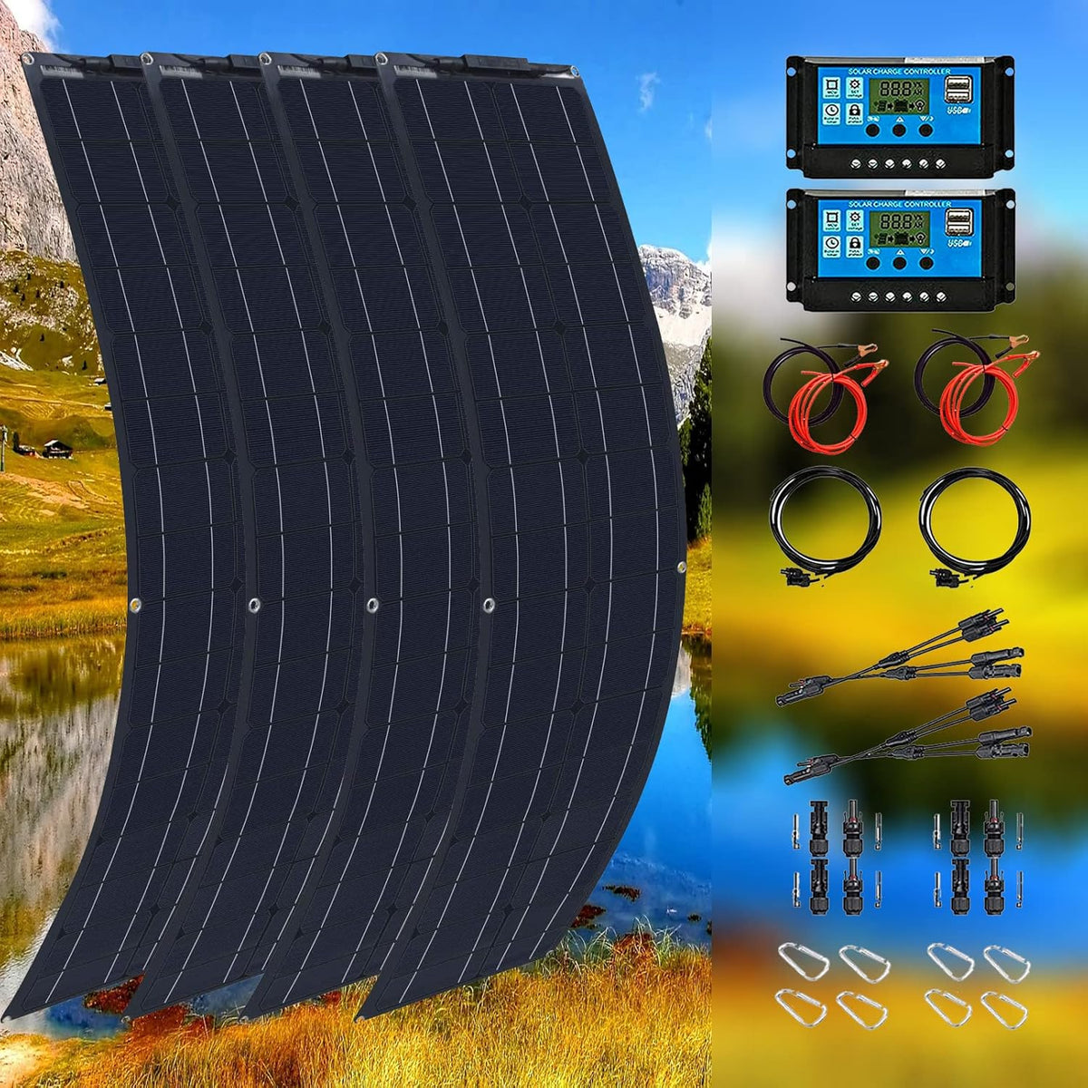 800W Flexible Monocrystalline Solar Panel Kit with 40A Controller V32969