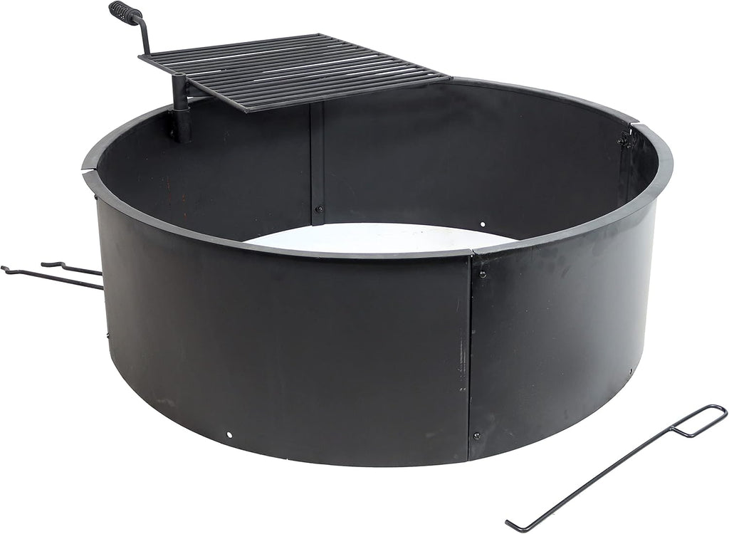36 Inch Heavy Duty Steel Fire Pit with Cooking Grate and Fire Poker Y578
