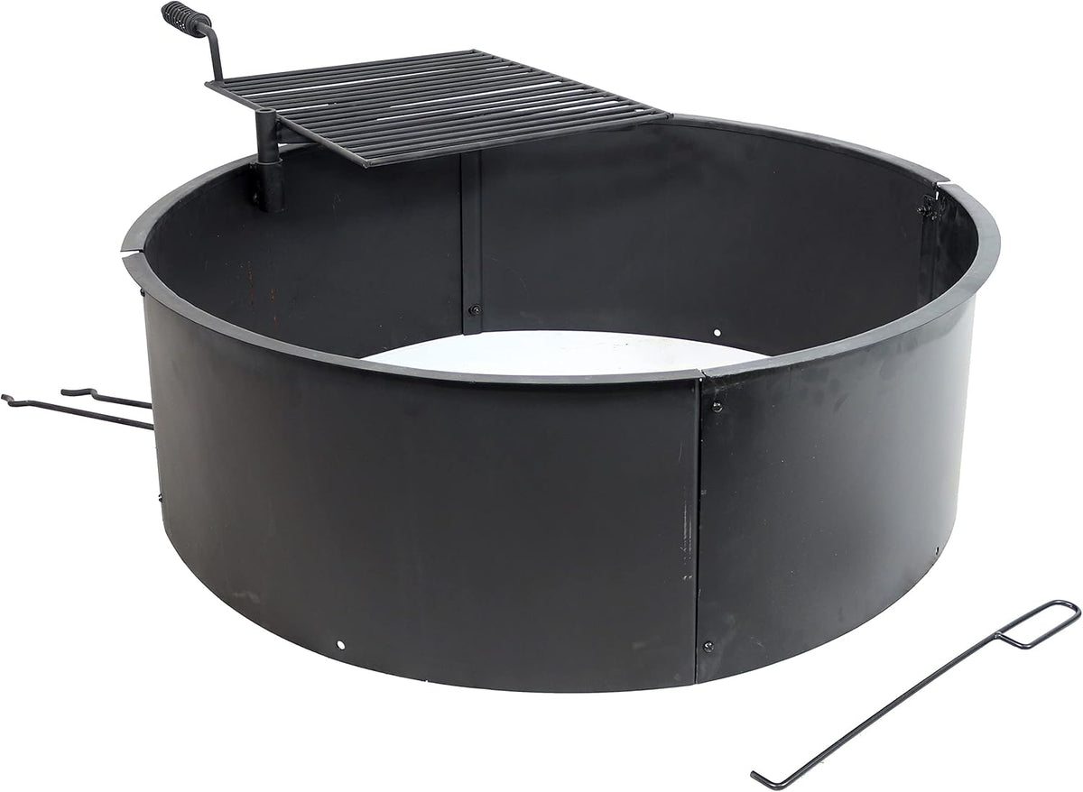 36 Inch Heavy Duty Steel Fire Pit with Cooking Grate and Fire Poker Y578