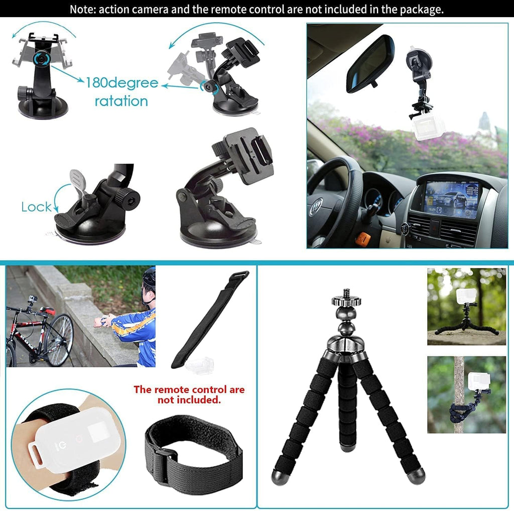 Waterproof Action Camera with Front LCD and Touch Rear Screens, 5K HD Video, 23MP Photos, 64GB Card and 50 Piece Accessory Kit V6725