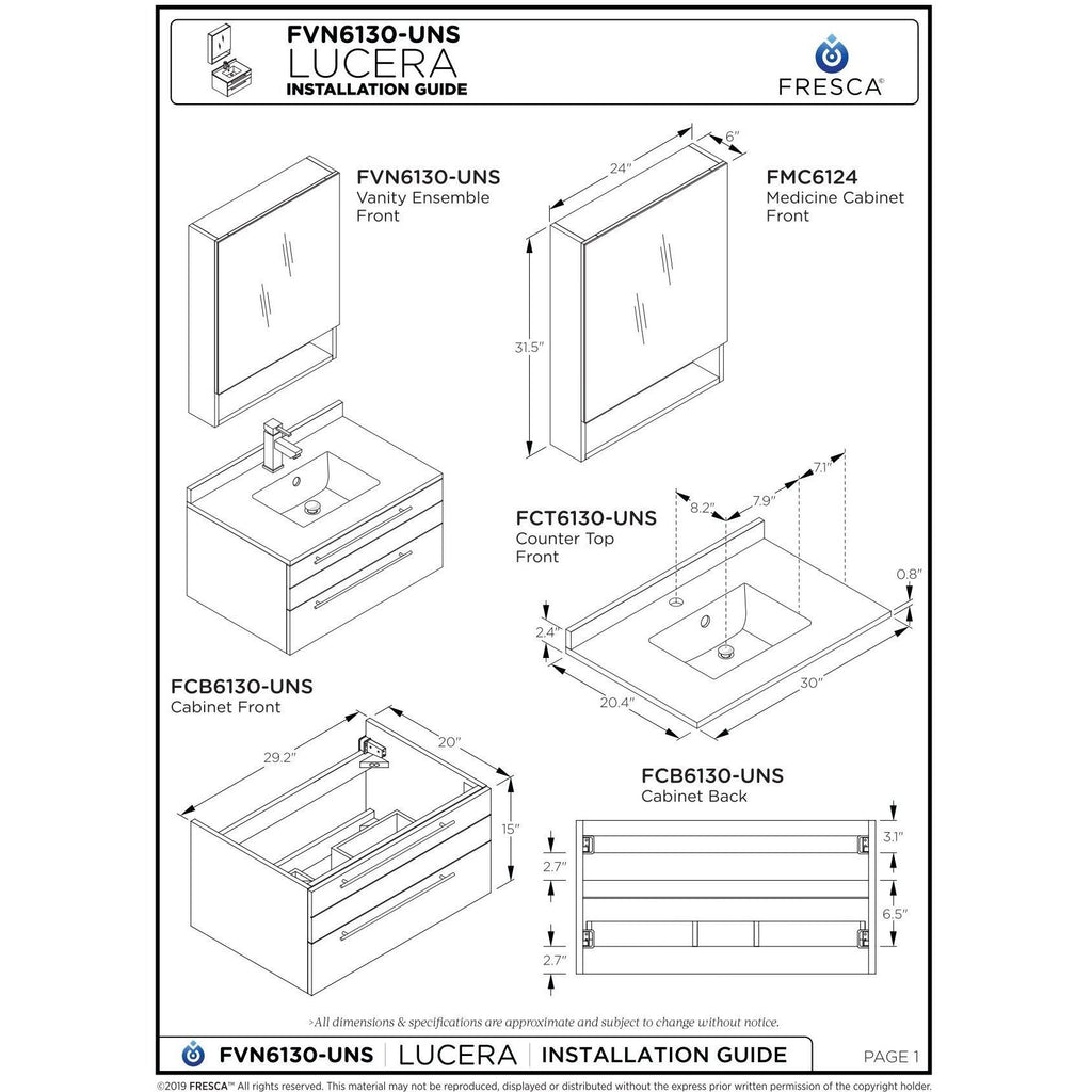 Espresso Wall Hung Undermount Bathroom Cabinet U721017