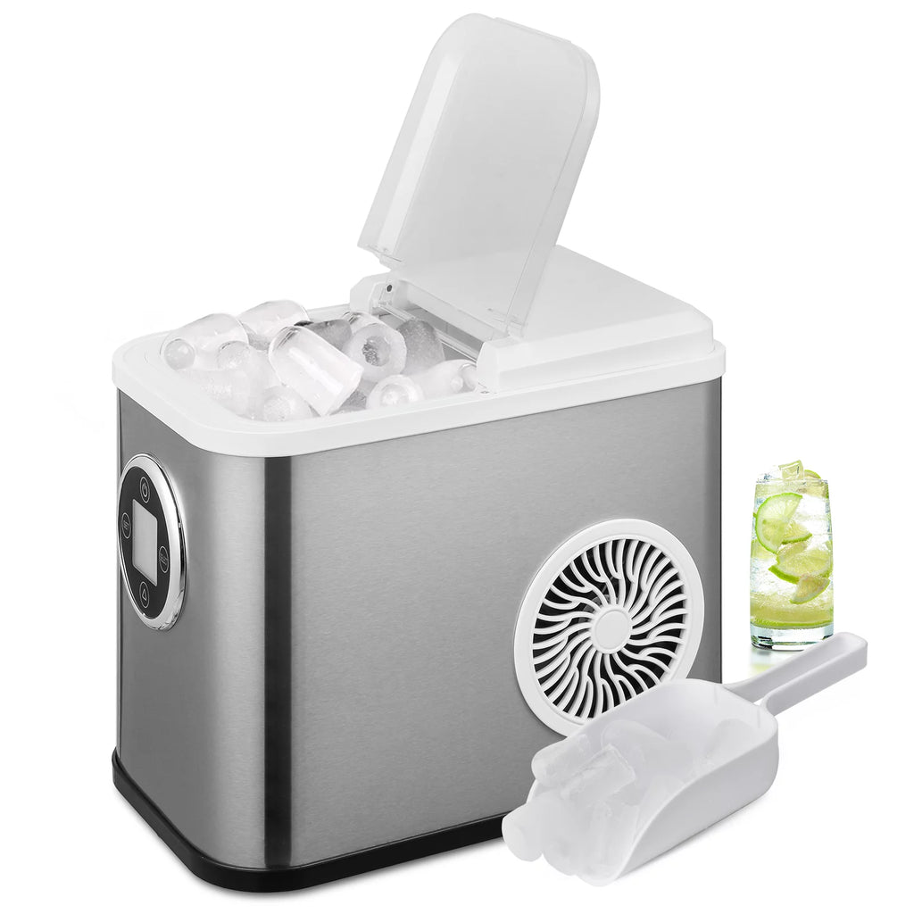 Black Portable Self-Cleaning Countertop Ice Maker with Scoop and Basket E3950