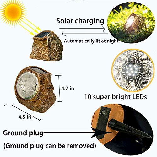 2 Pack 10 LED Waterproof Solar Powered Rock Light F70655