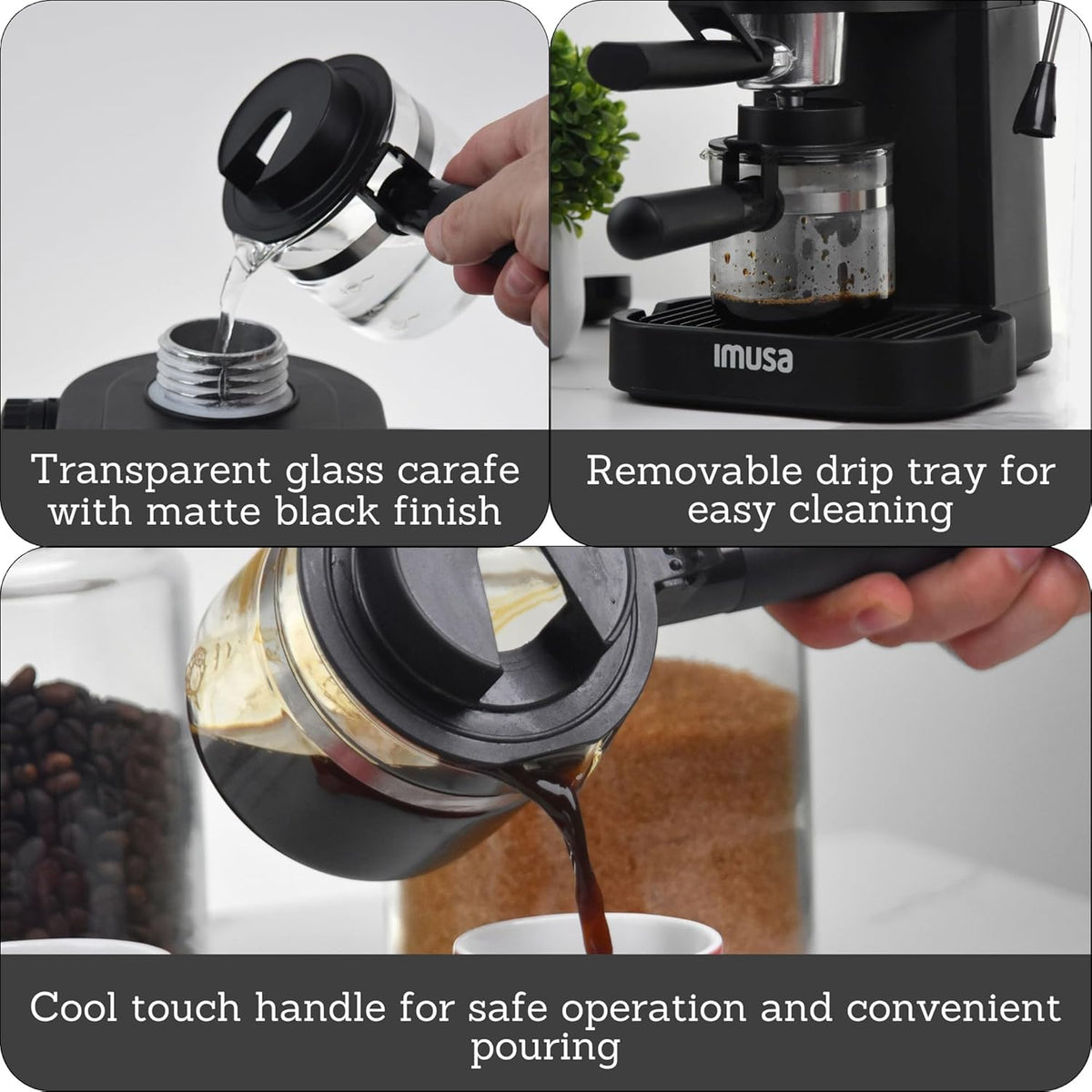 4 Cup Espresso Cappuccino Maker Black E225