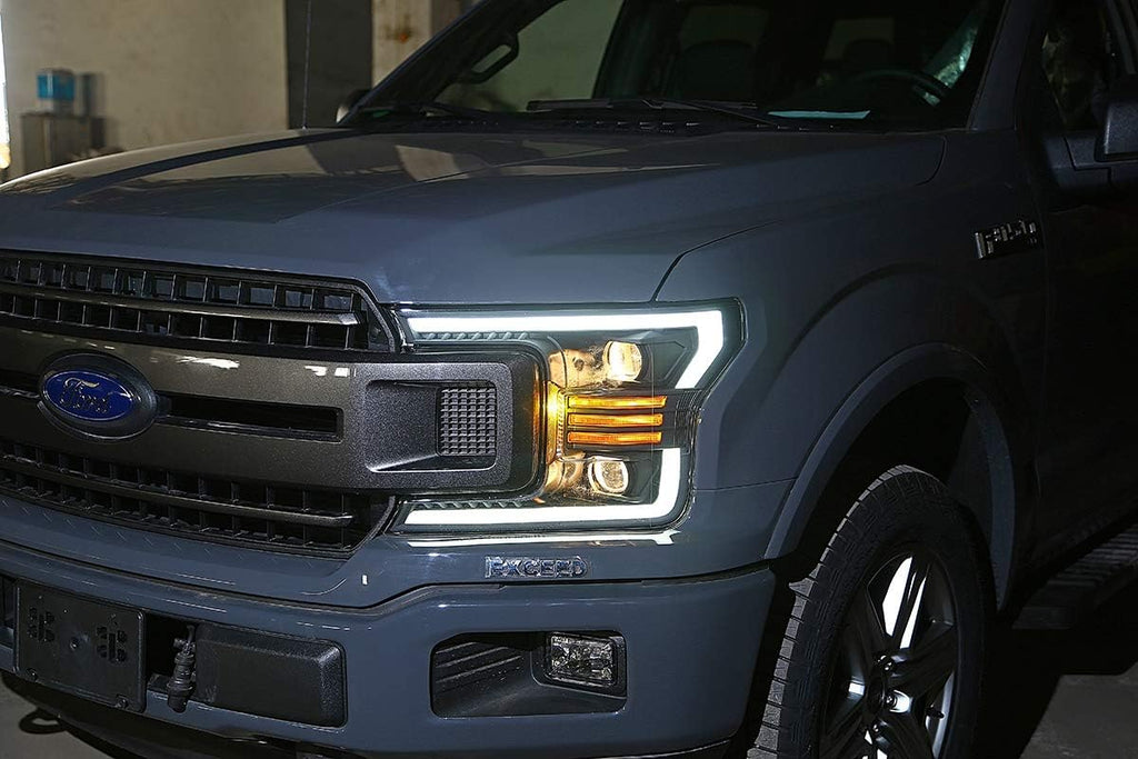 Jet Black LED Tube Dual Projector Headlights S77800