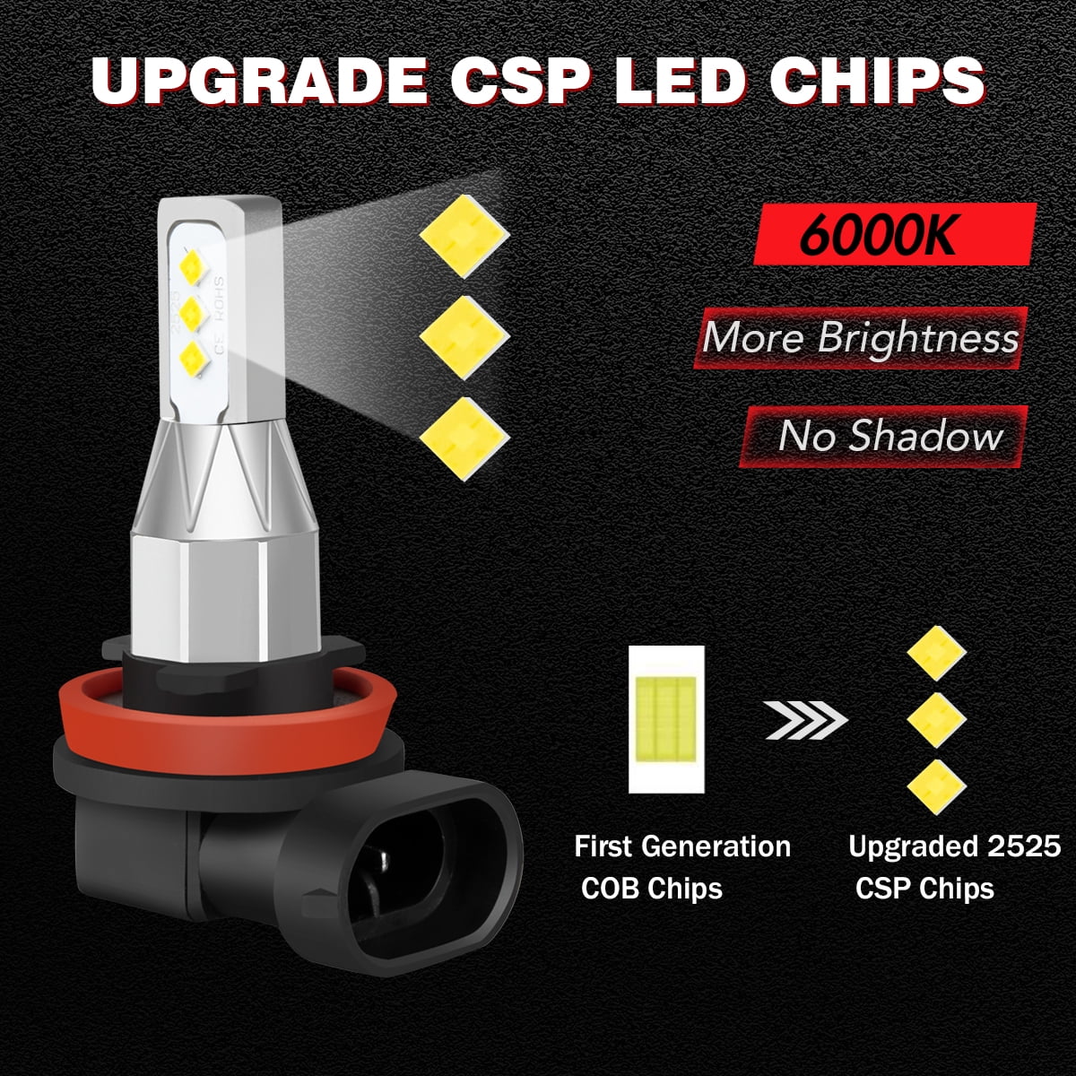 9007+H11 LED Headlight Fog Light Bulbs D3289