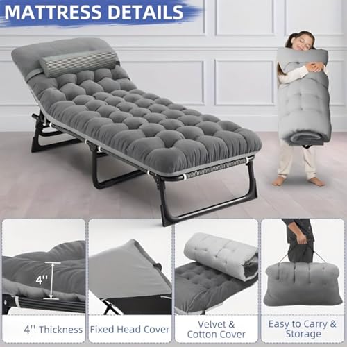 Portable Camping Cot with Removable Mattress and Pillow L6556