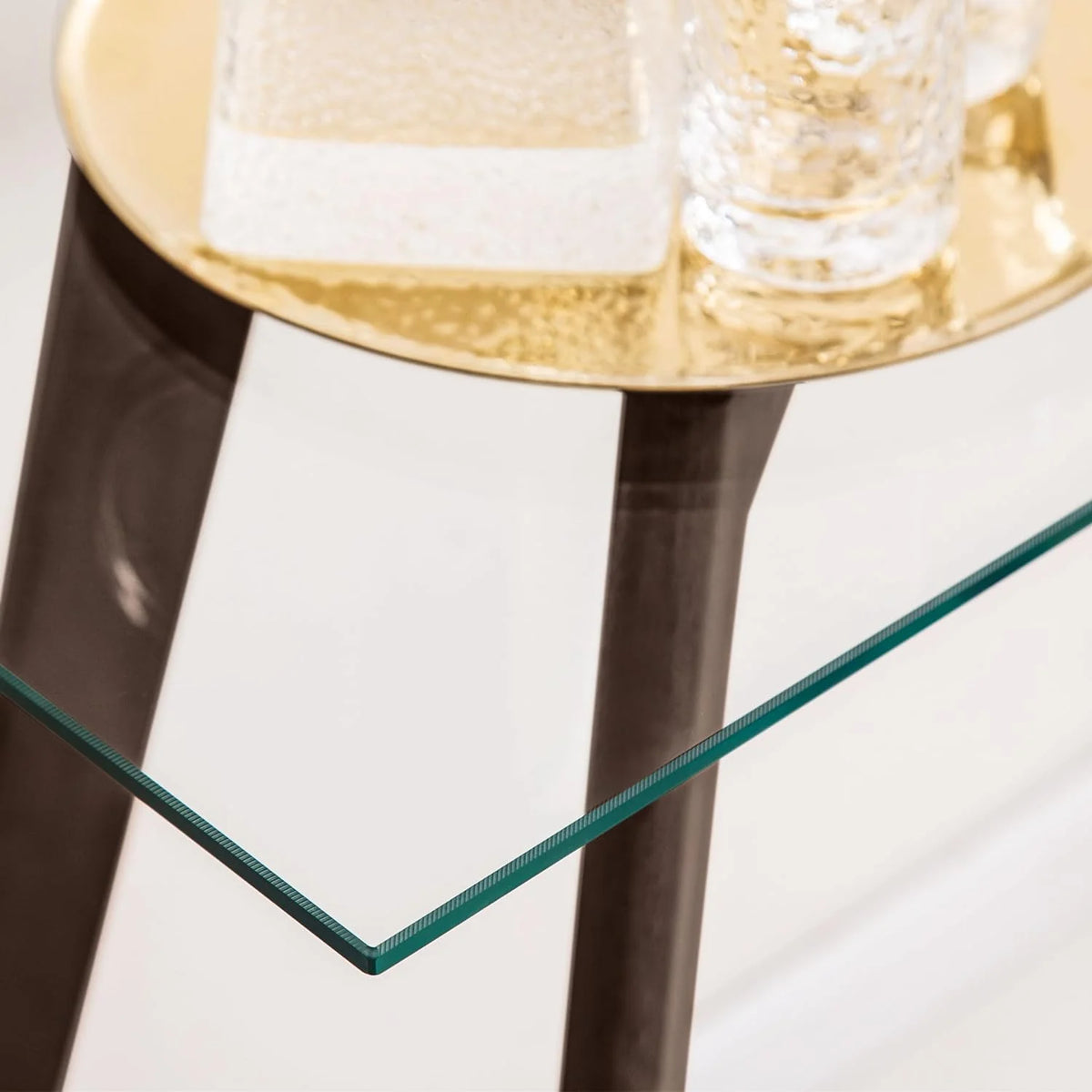 Glass Console Table with Solid Wood Legs H9598