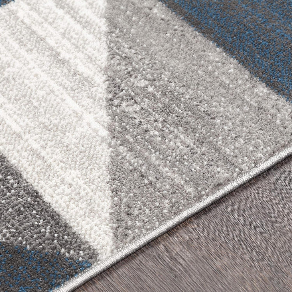 Sky Blue Navy Grey White Square Area Rug X825662