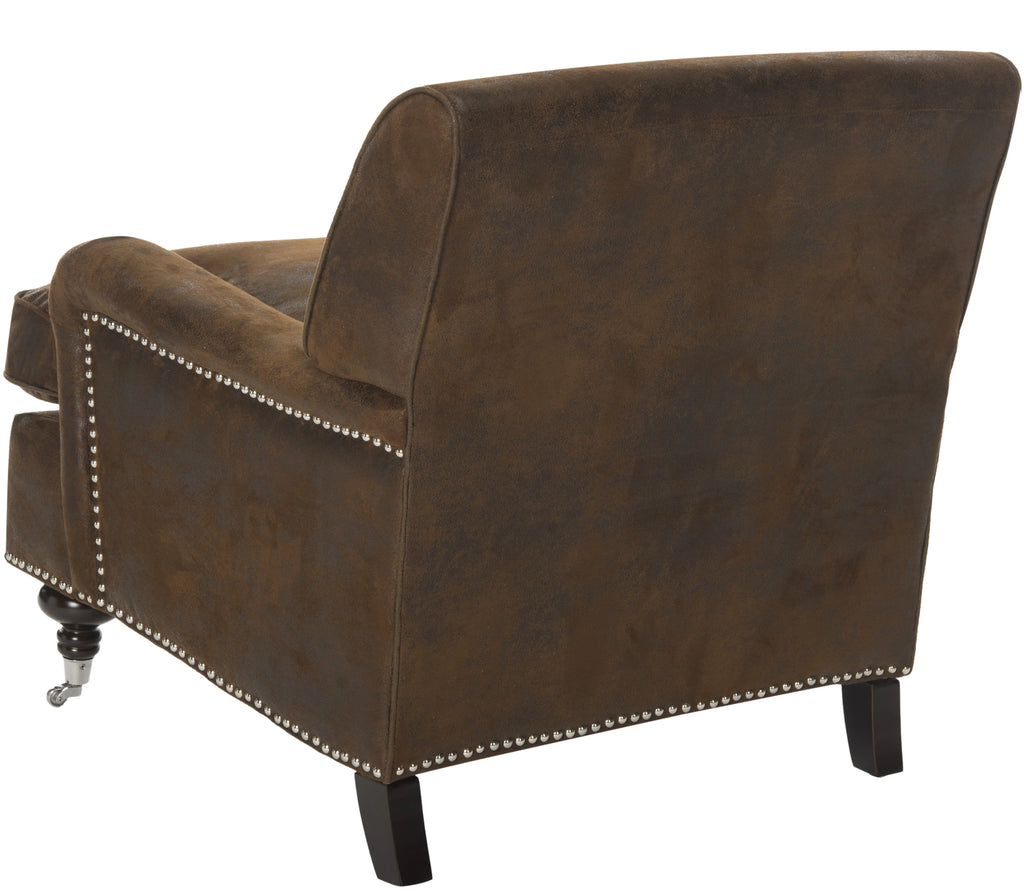 Brown Fully Upholstered Club Chair with Casters S935