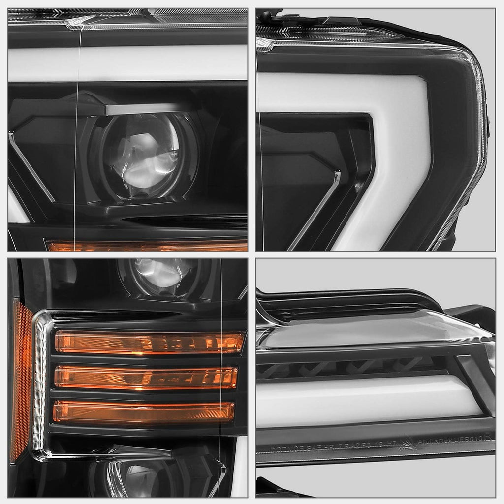 Jet Black LED Tube Dual Projector Headlights S77800