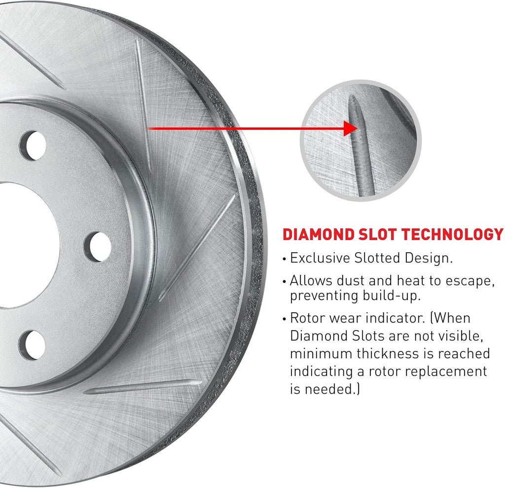 Slotted Brake Rotors Kit & Semi-Met Brake Pads P7580