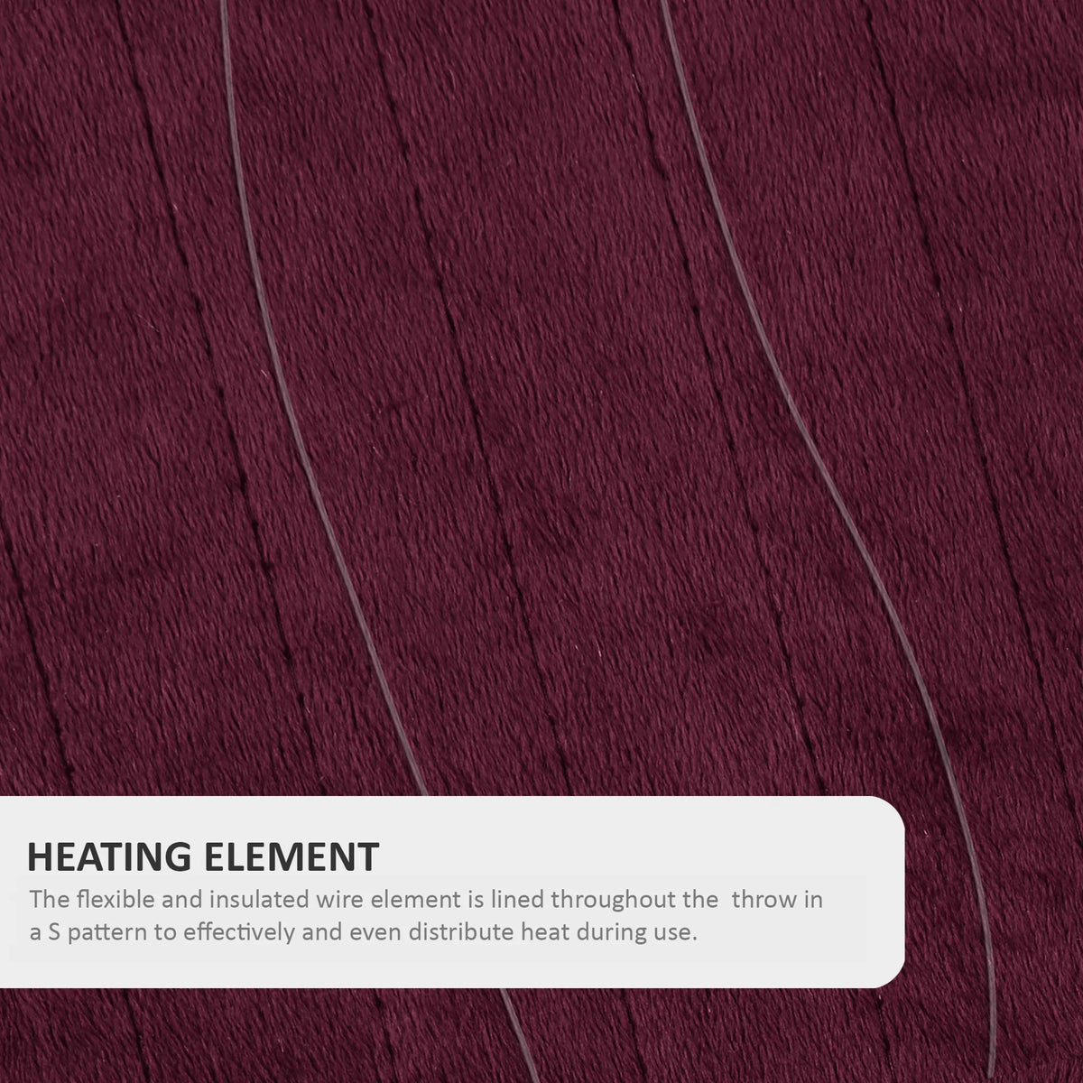 Burgundy Oversized Faux Fur Heated Blanket W80350