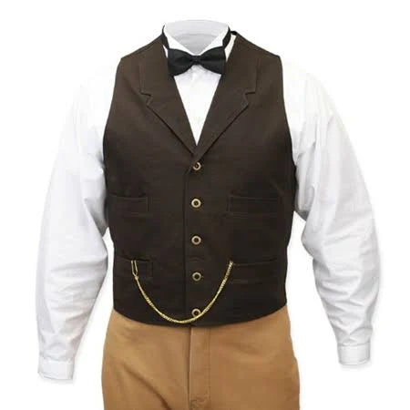 Walnut Brown Cotton Notch Collar Work Vest Size XL P539613