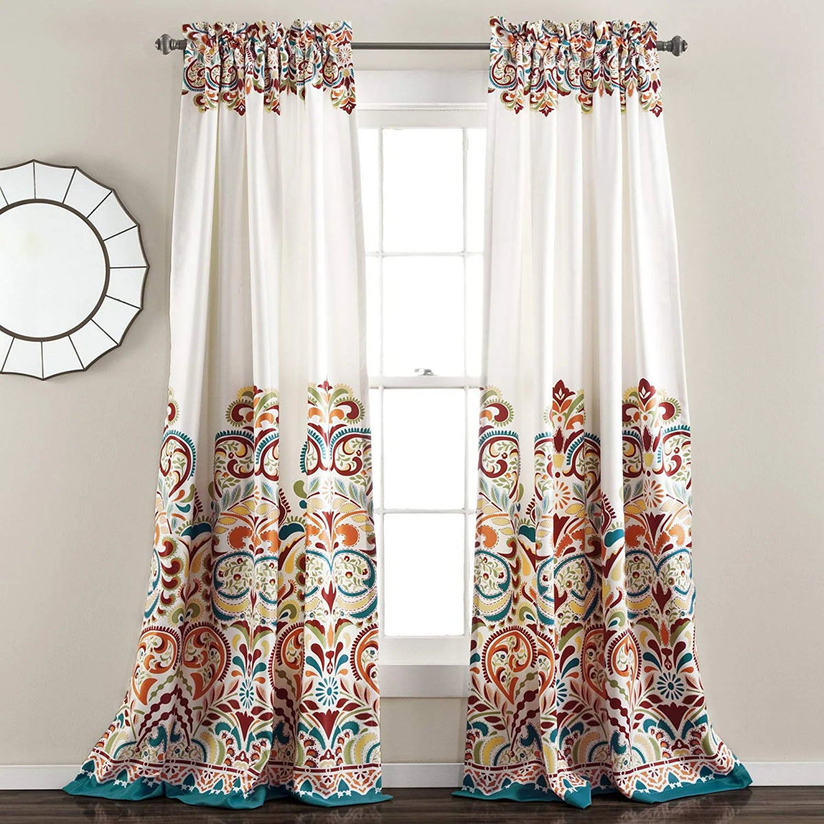 2PC Room Darkening Window Curtain Paisley Pattern Set K245